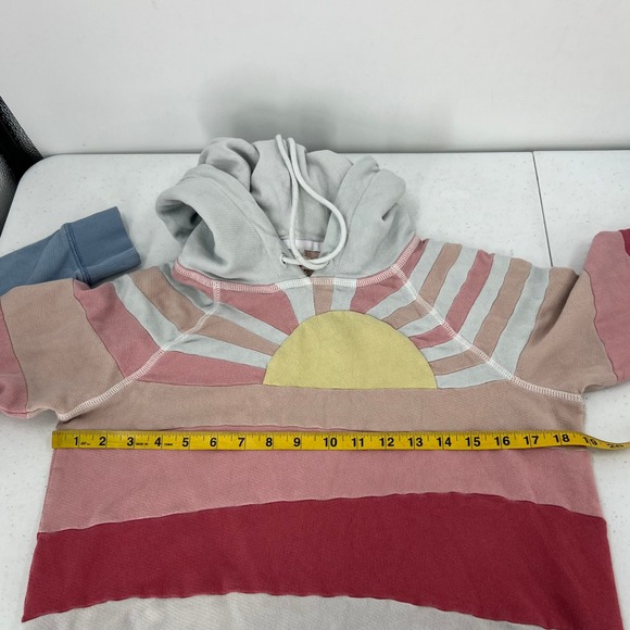 Faherty Women Size Small Soleil Organic Cotton Patchwork Hoodie Sweatshirt - Picture 7 of 11